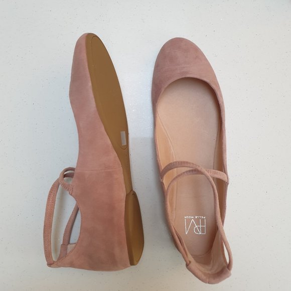 NWT Suede Dusty Pink Round Toe Mary Jane Ballet Flats - Picture 3 of 14
